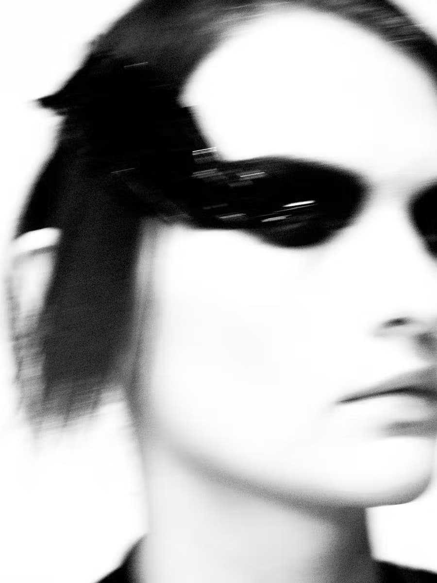 A black and white fashion photography from Bibi Borthwick for The Deconstruction Issue of Exhibition Magazine