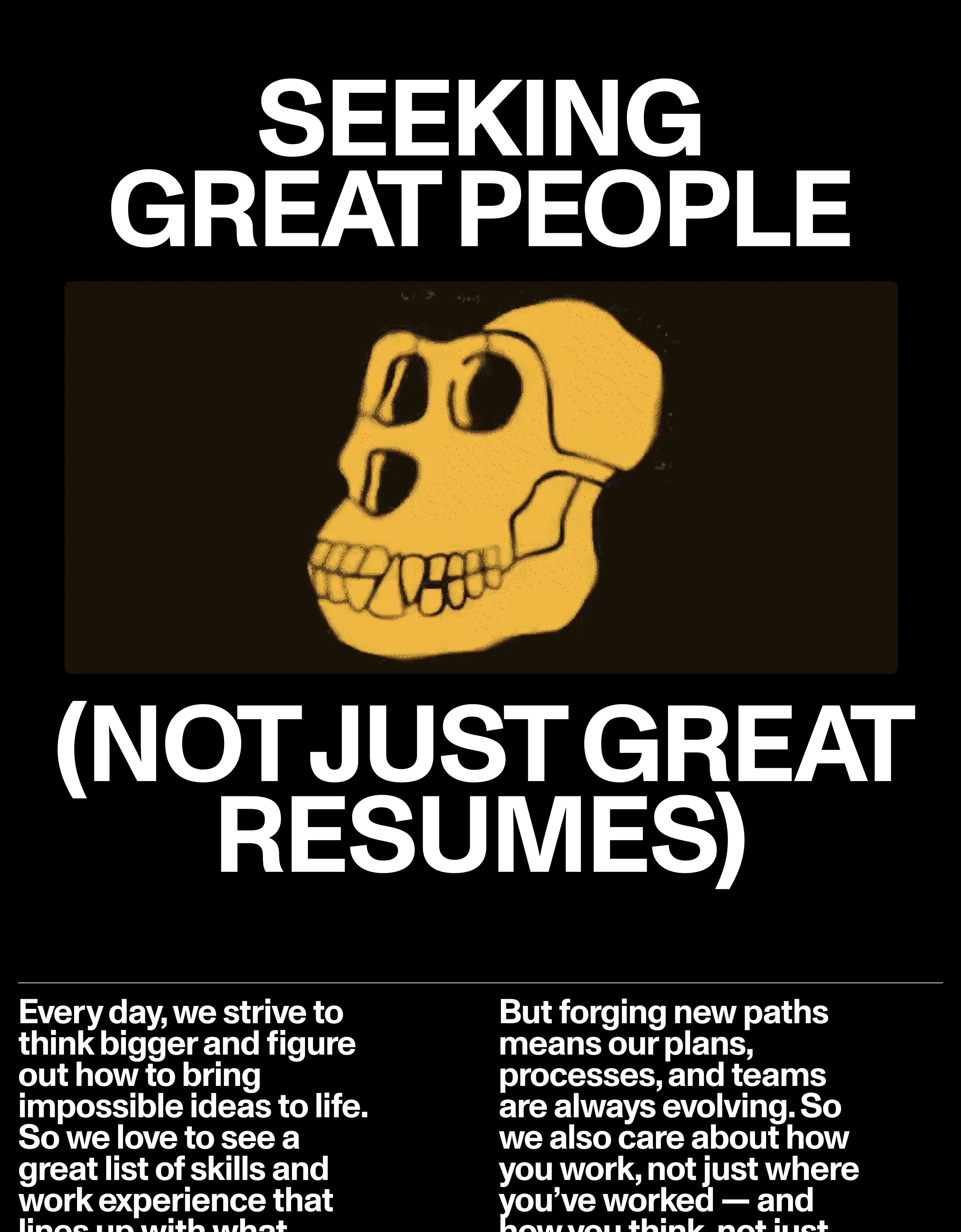 Design of the Yuga Labs careers page